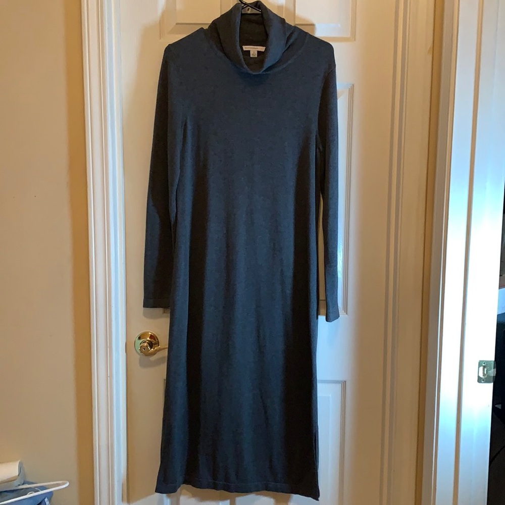 Isaac Mizrahi Live Gray Long Sleeve Turtleneck Maxi Dress